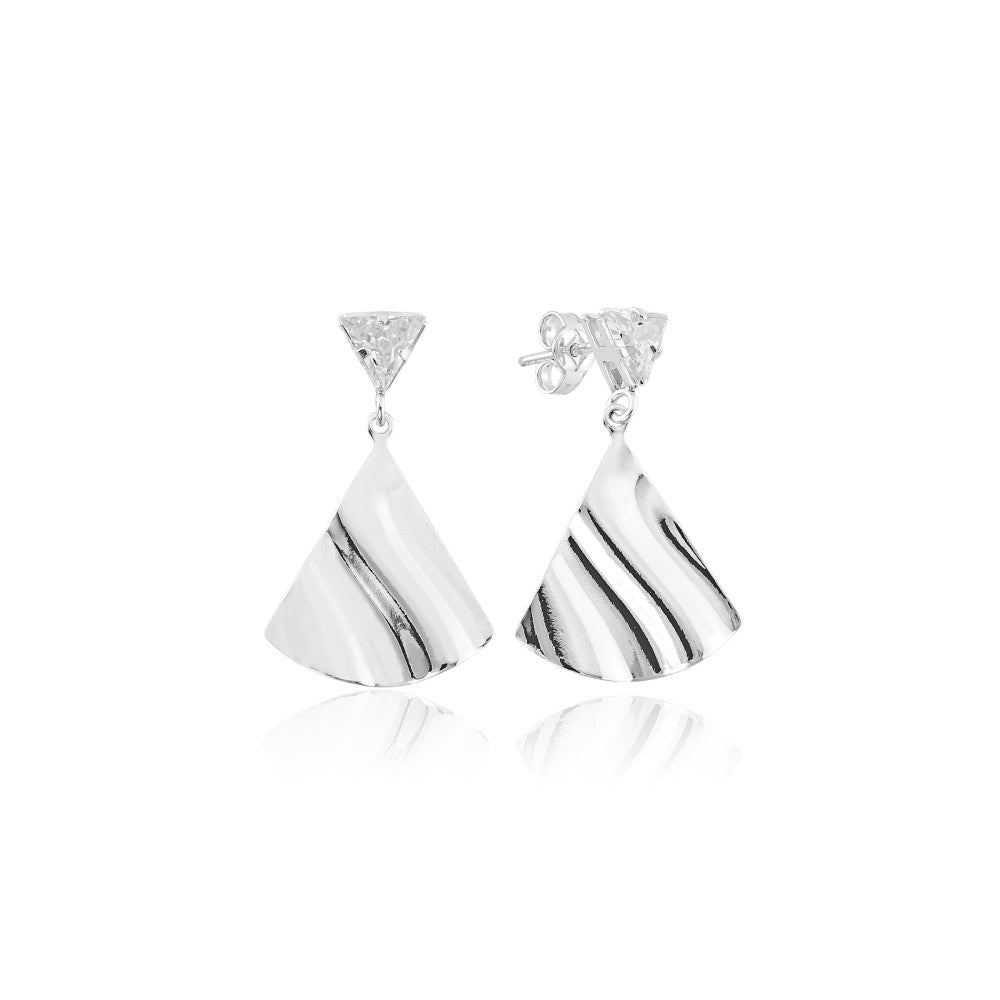 Brinco com Triângulo Orgânico e Zircônia